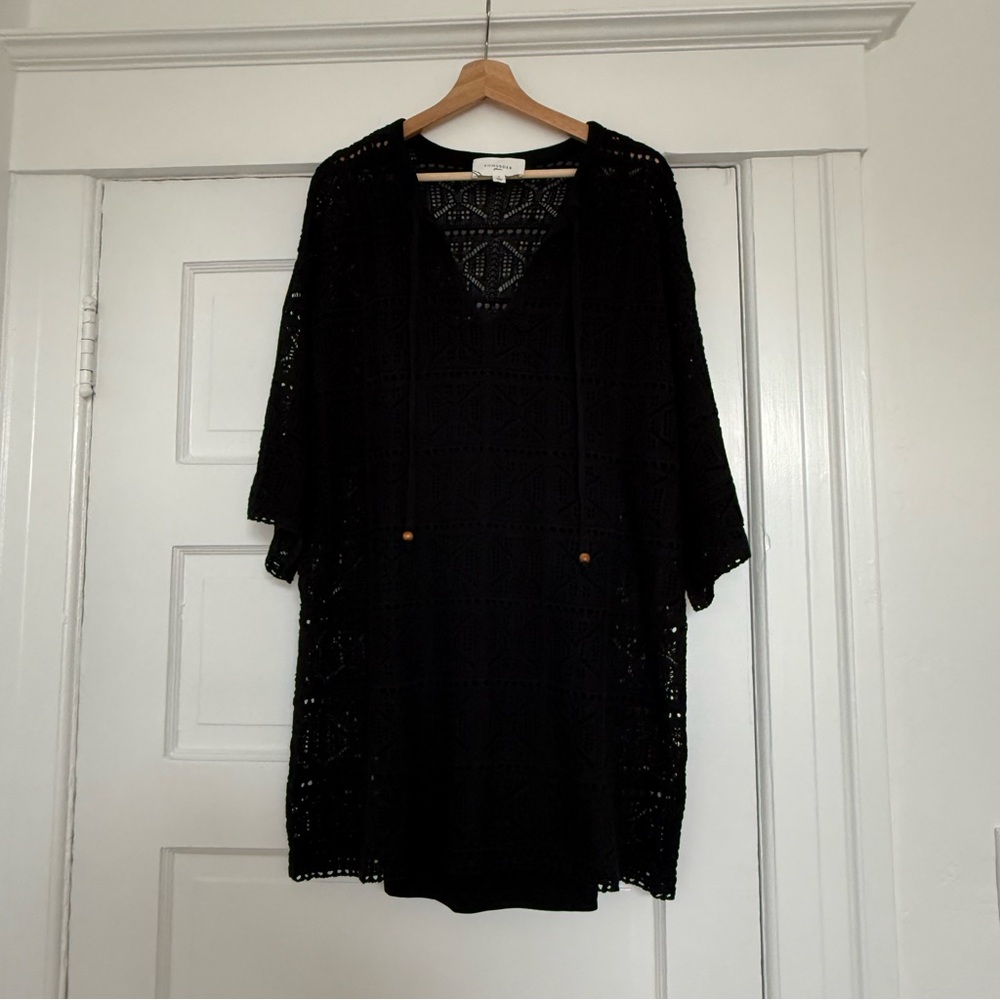 Pomander Place Black Crochet Knit Kai Tunic Dress - Picture 4 of 7